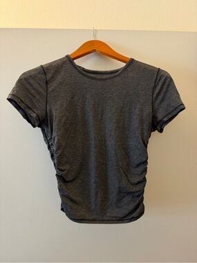 lululemon athletica Heather Gray Side-Ruched Crop Tee